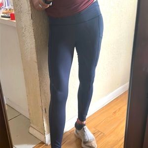 Fabletics Navy Power Hold Compression Leggings , With Pockets ,  S